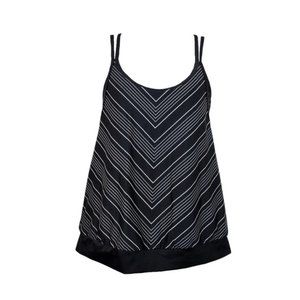 Athleta Womens Black Chevron Stripe Blousy Strappy Tankini Swim Top Size 34B/C